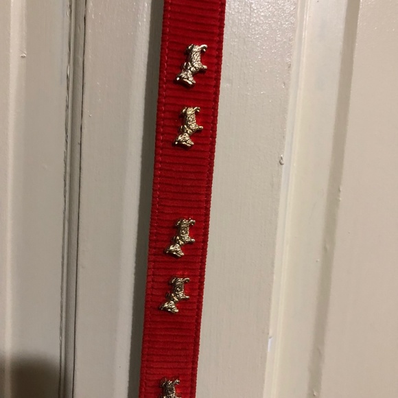 Escada Scottie Dog Belt Red Suede Buckle Italy - Picture 2 of 8